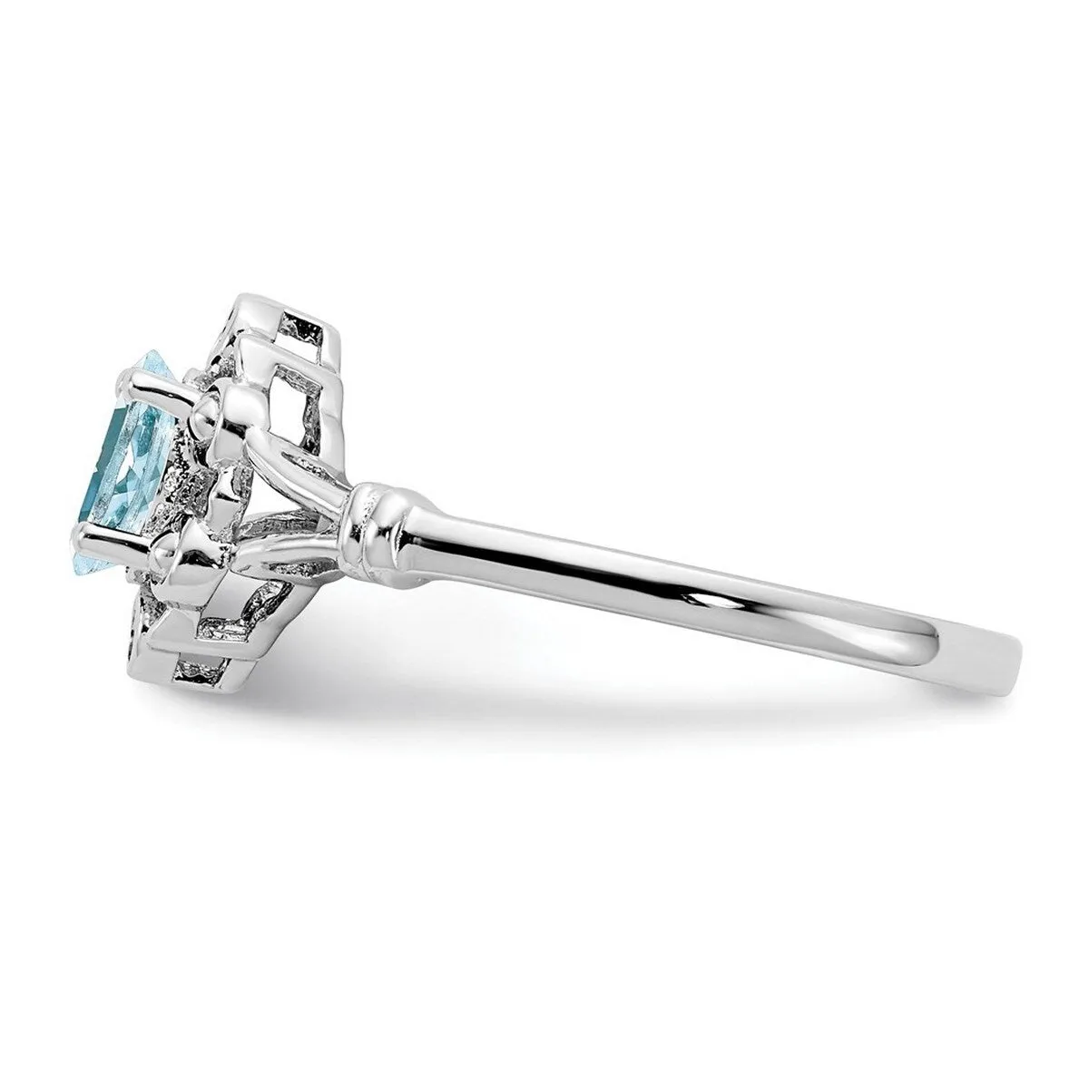 Curata 925 Sterling Silver Polished Aquamarine and Diamond Ring 2mm sold by Zulily product image thumbnail 3