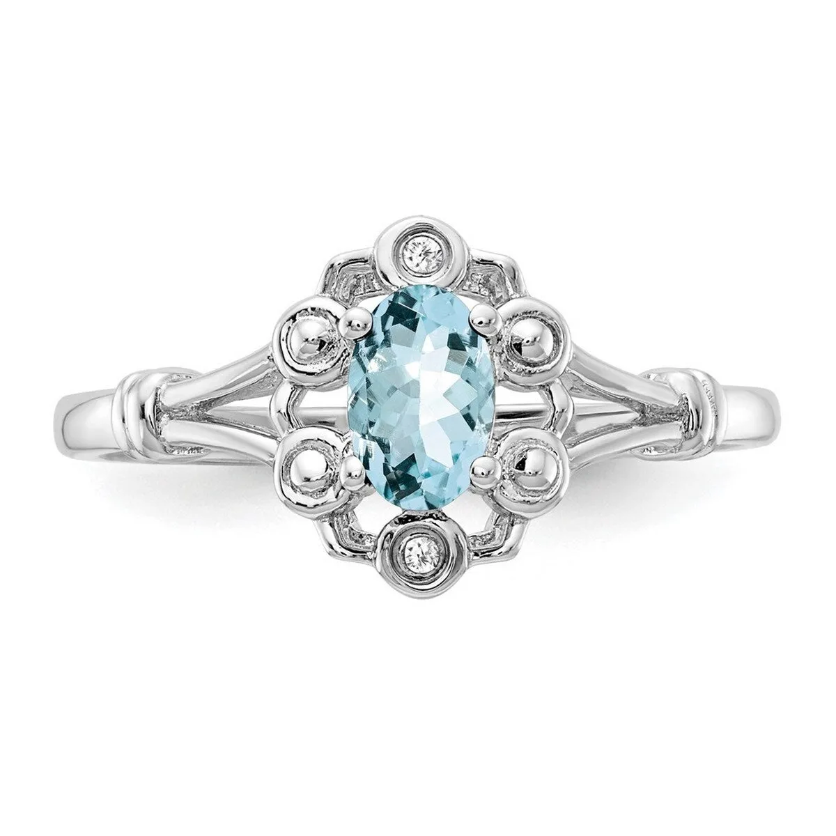 Curata 925 Sterling Silver Polished Aquamarine and Diamond Ring 2mm sold by Zulily product image thumbnail 5