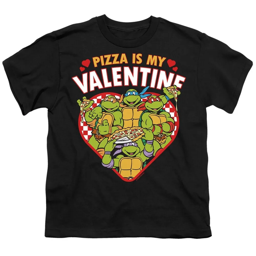 Teenage Mutant Ninja Turtles Pizza Is My Valentine Youth T Shirt, Black sold by Zulily product image thumbnail 2