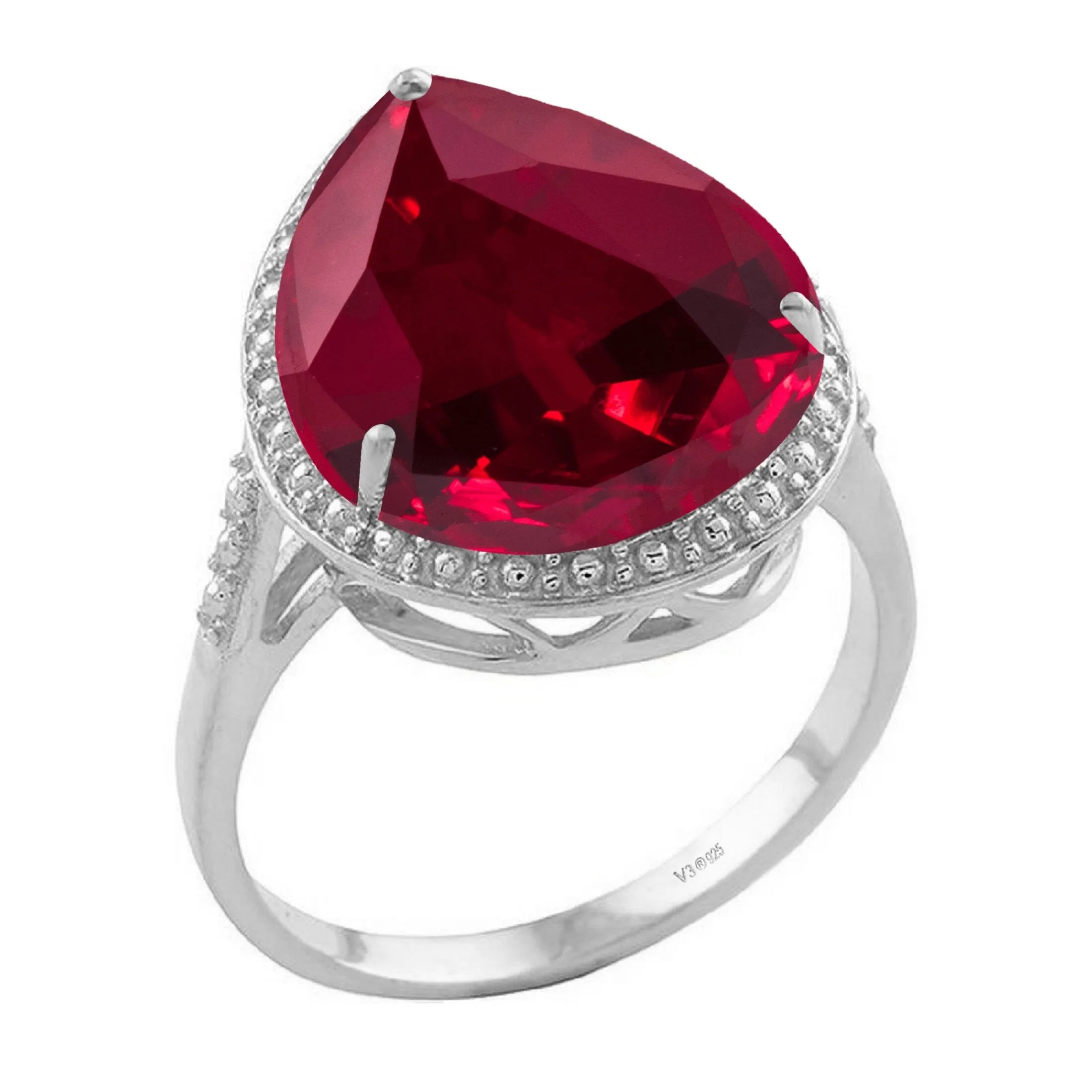 V3 Jewelry 925 Sterling Silver with Ruby Tear Drop Solitaire Ring for Women sold by Zulily product image thumbnail 3