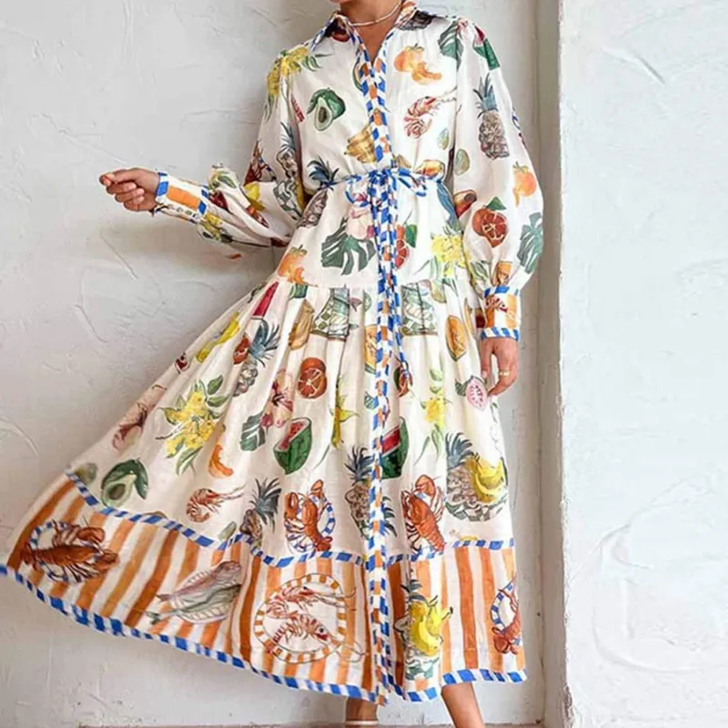 White Printed Lantern Sleeve Dress sold by Zulily