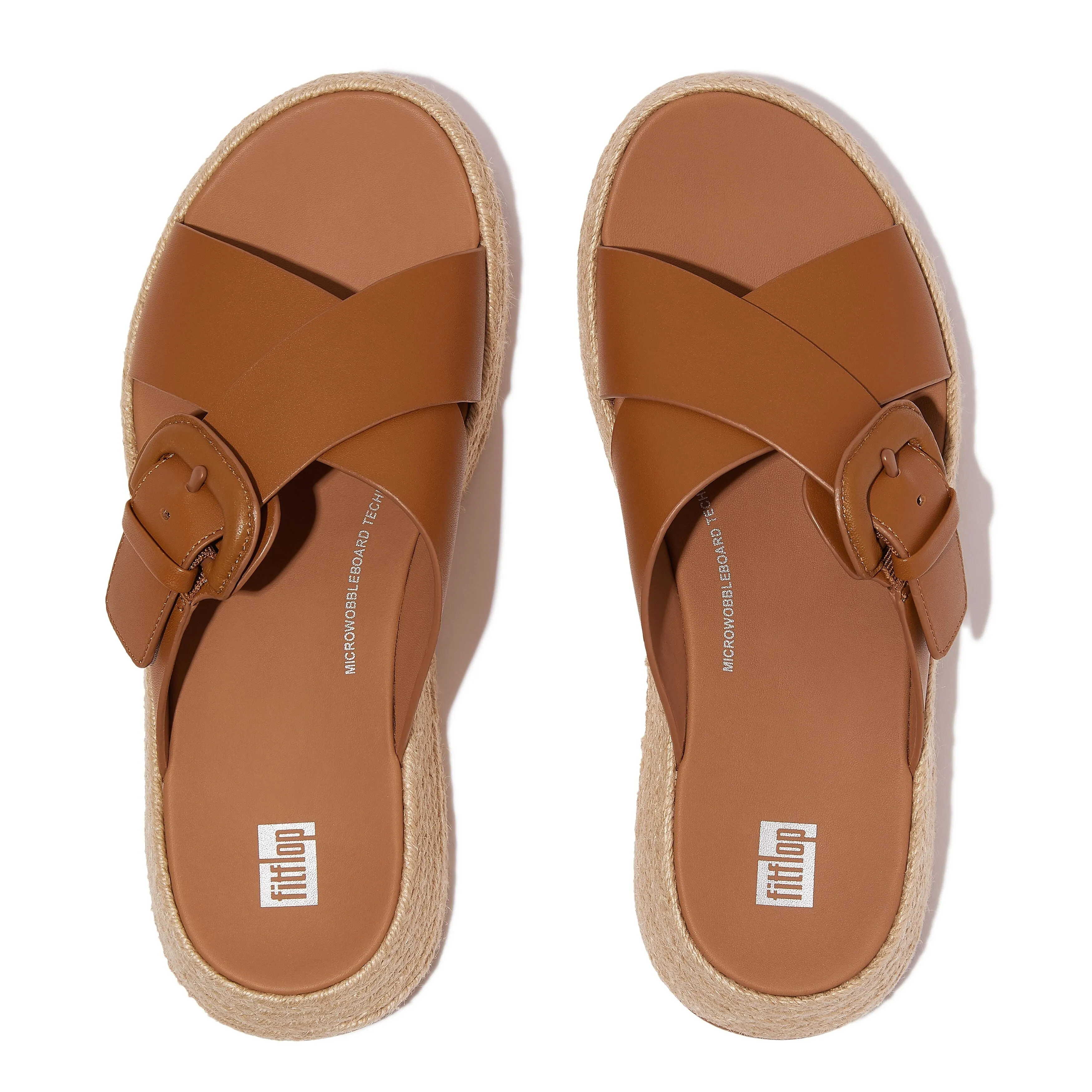 F-MODE Espadrille Buckle Leather Flatform Slides sold by Zulily product image thumbnail 4