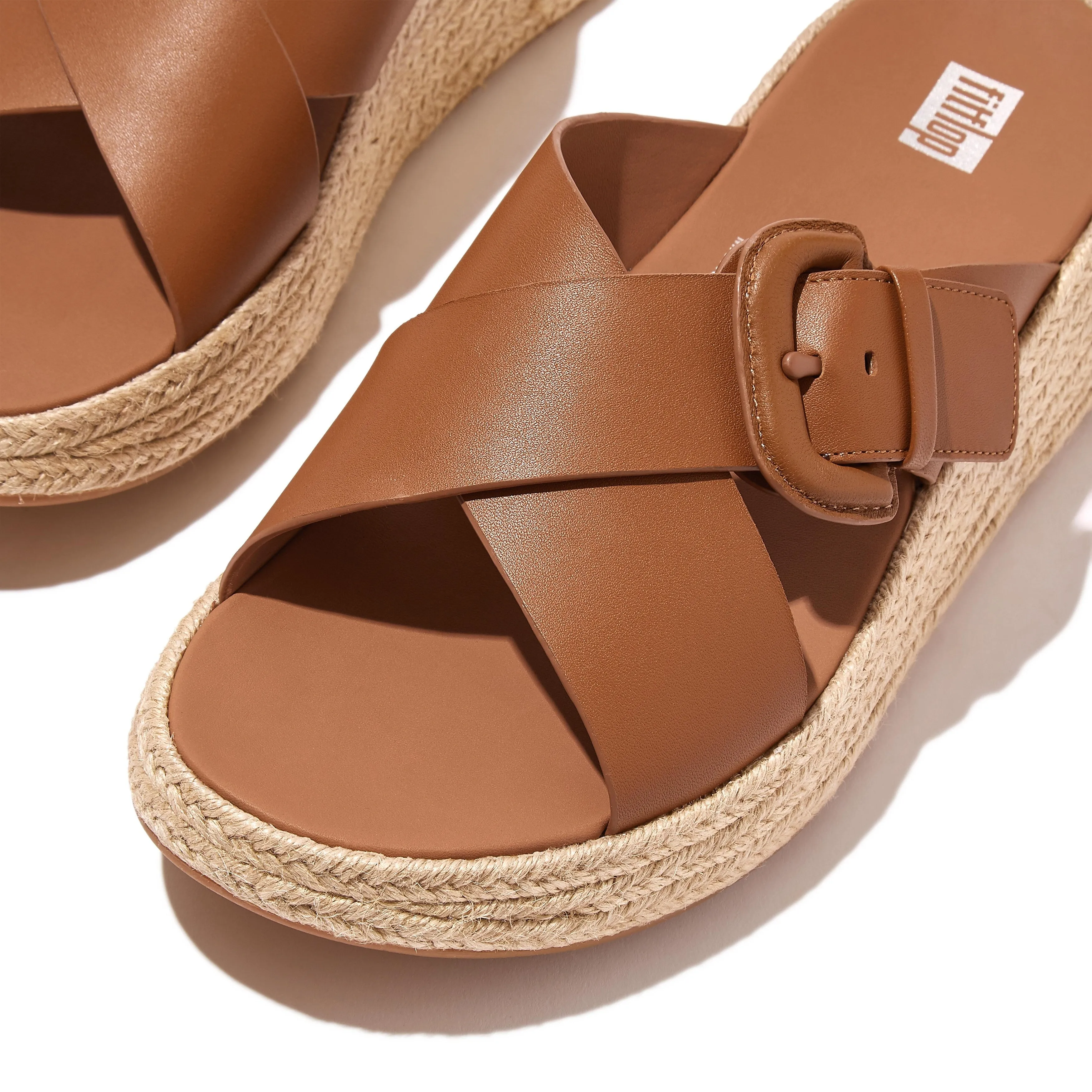 F-MODE Espadrille Buckle Leather Flatform Slides sold by Zulily product image thumbnail 3