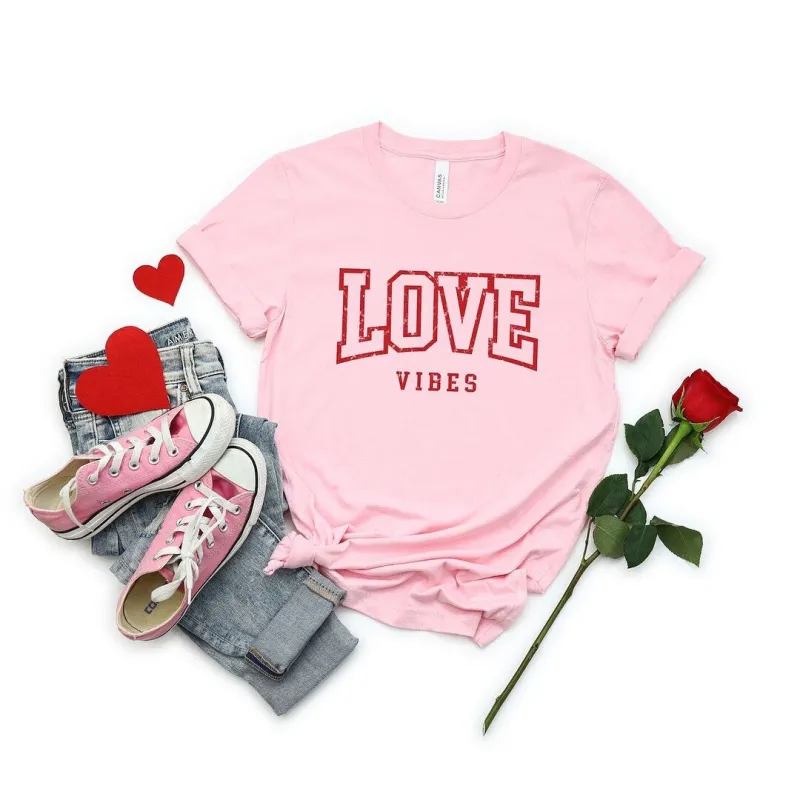 Love Vibes Varsity Short Sleeve Crewnneck Tee sold by Zulily