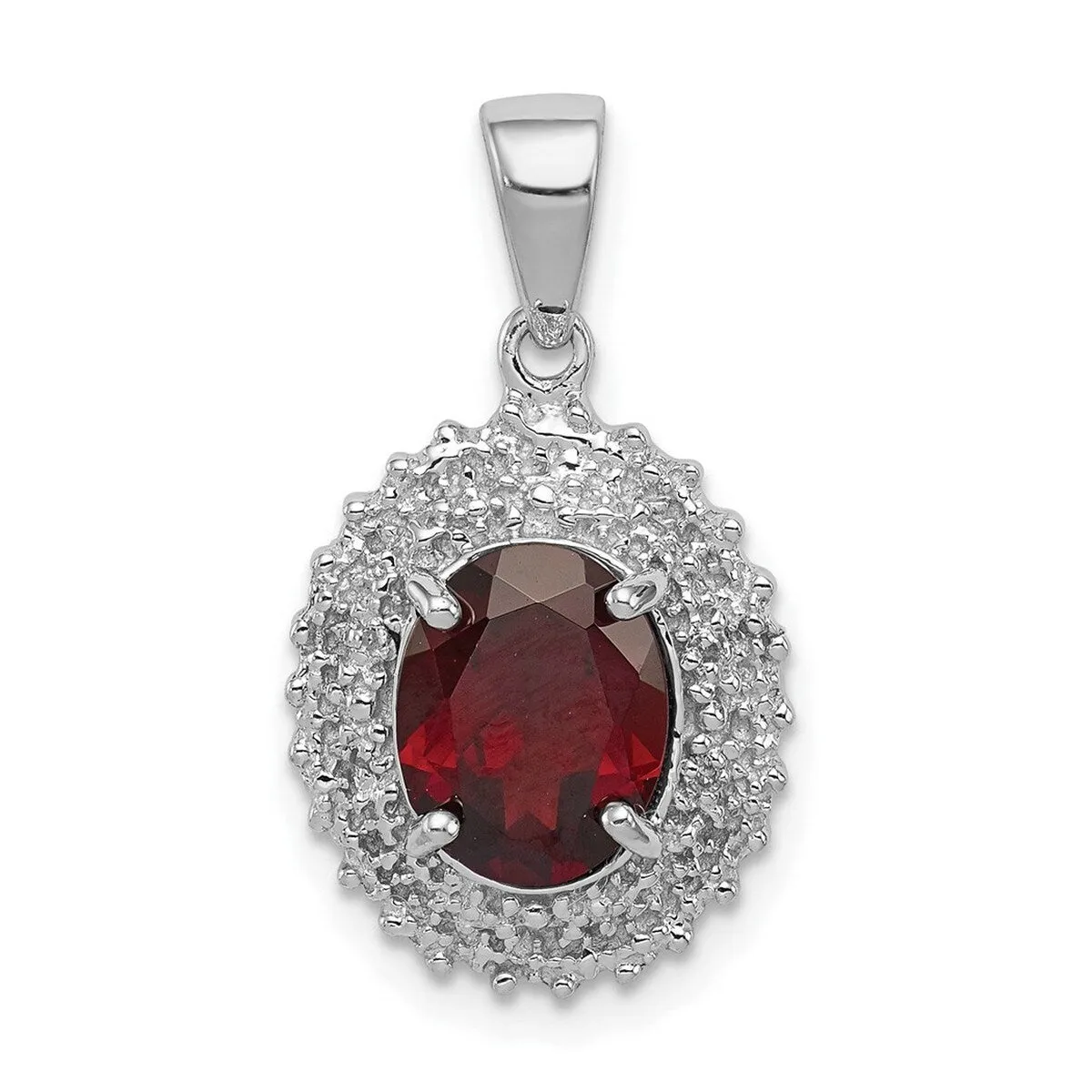 Curata 925 Sterling Silver Rhodium Garnet and Diamond Pendant Necklace 24x12mm sold by Zulily