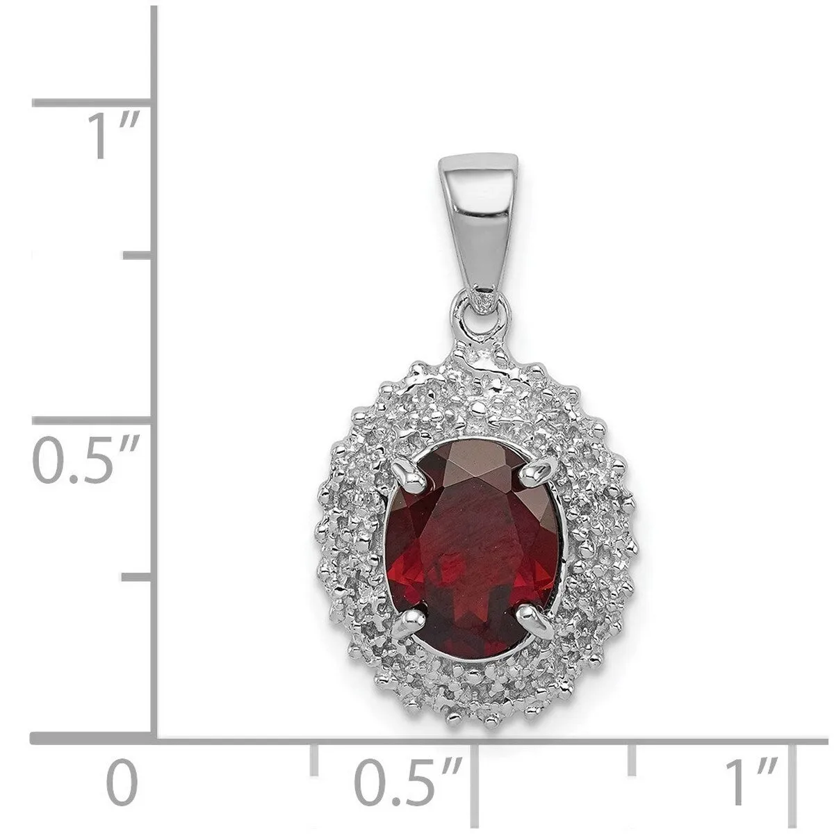 Curata 925 Sterling Silver Rhodium Garnet and Diamond Pendant Necklace 24x12mm sold by Zulily product image thumbnail 4