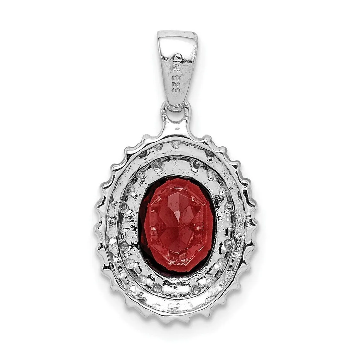 Curata 925 Sterling Silver Rhodium Garnet and Diamond Pendant Necklace 24x12mm sold by Zulily product image thumbnail 2