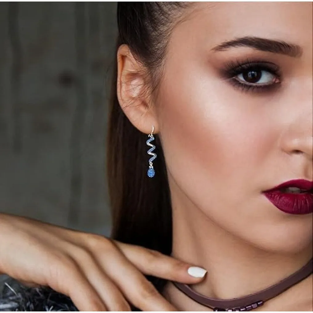 White Gold Plated Light Blue Crystal Spiral Shape Drop Dangle Hook Earrings - Light Blue sold by Zulily product image thumbnail 4