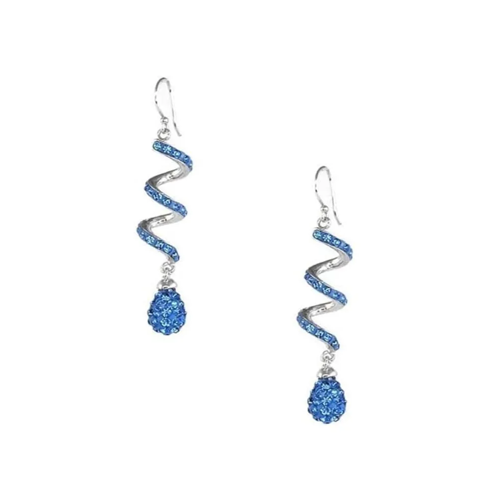 White Gold Plated Light Blue Crystal Spiral Shape Drop Dangle Hook Earrings - Light Blue sold by Zulily product image thumbnail 2