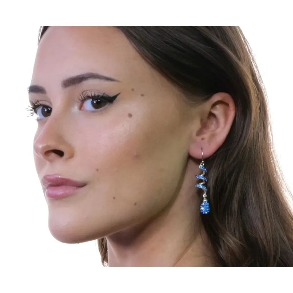 White Gold Plated Light Blue Crystal Spiral Shape Drop Dangle Hook Earrings - Light Blue sold by Zulily product image thumbnail 5