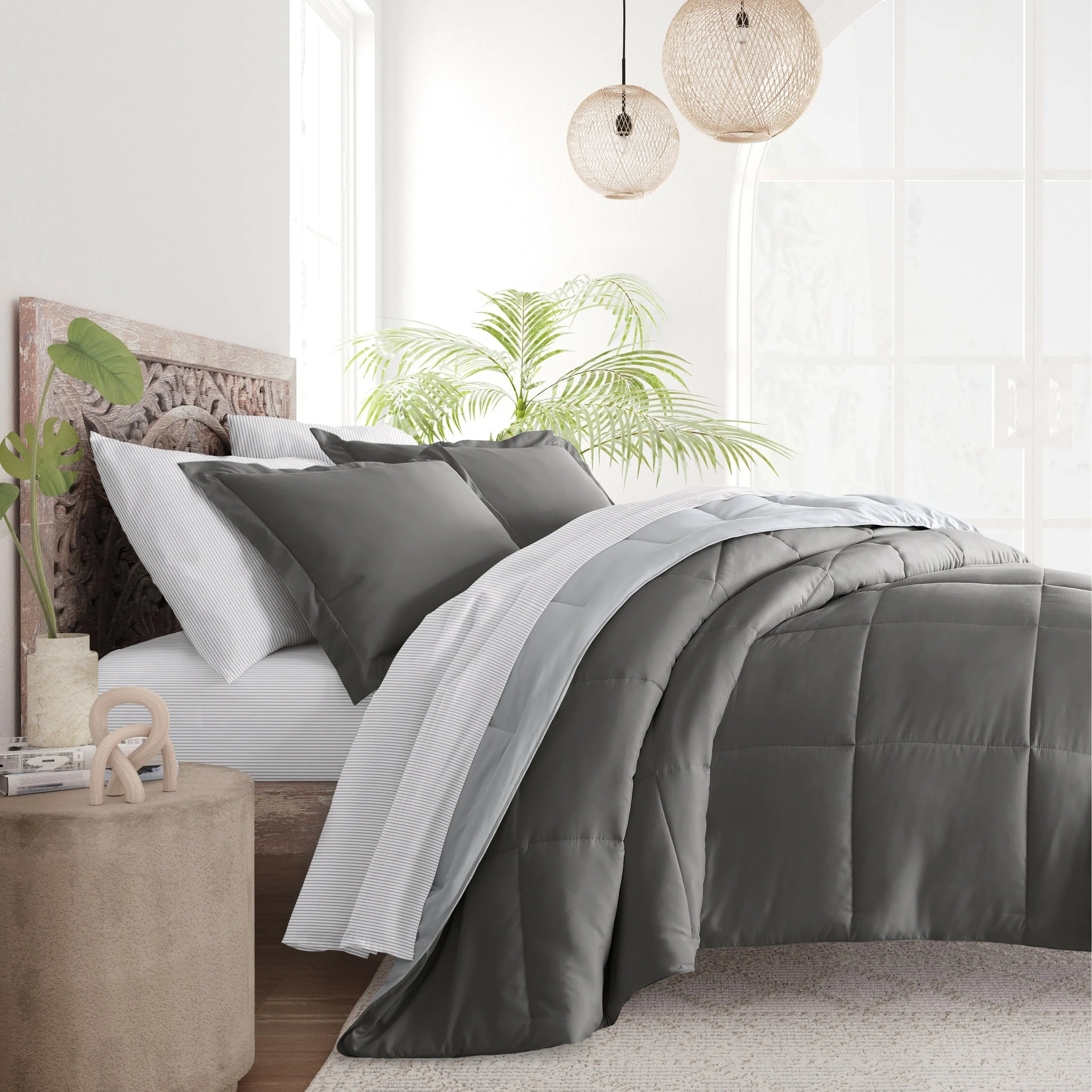 7pc Solid Reversible Comforter Bundle sold by Zulily product image thumbnail 2