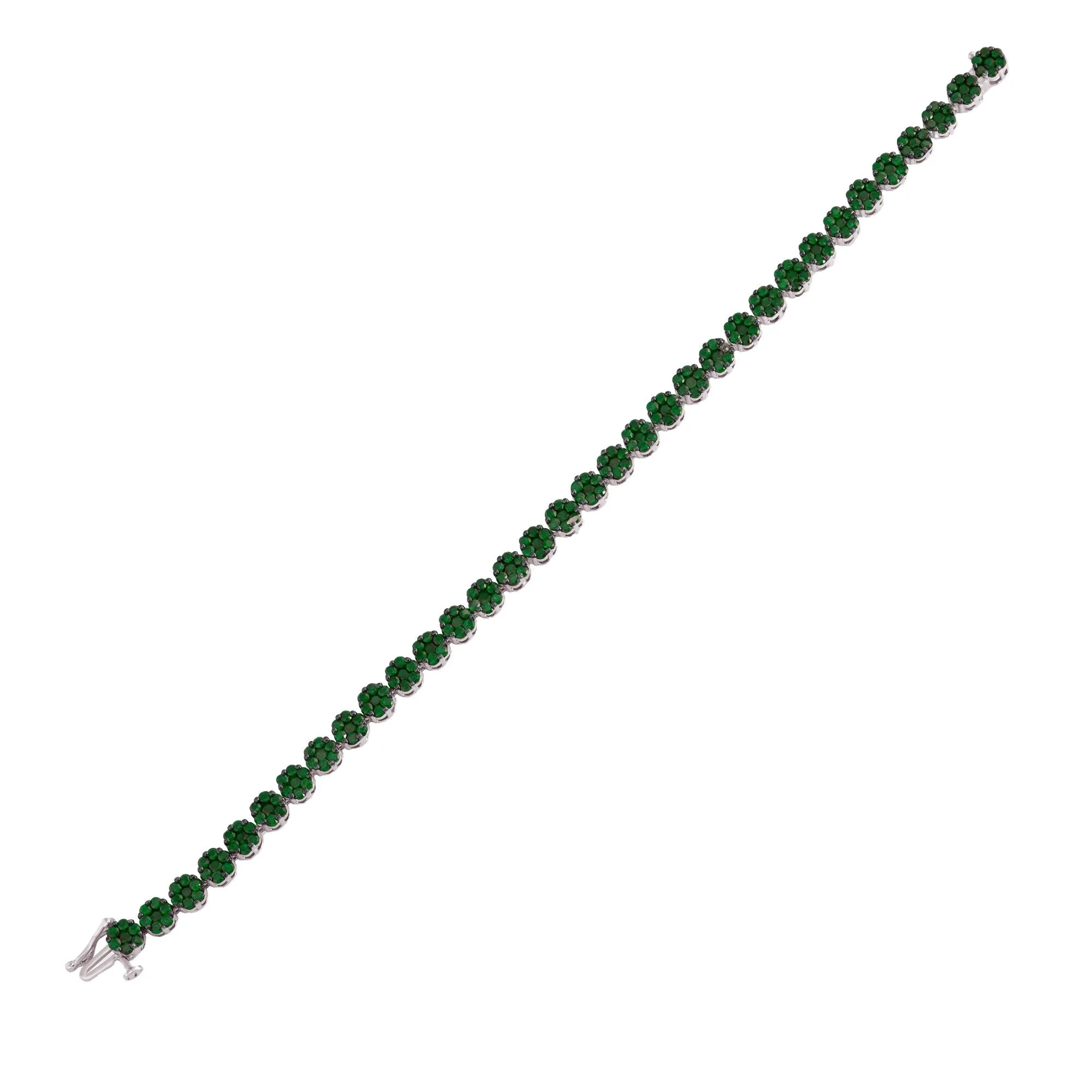 Sterling Silver 7.40 CT Emerald Flower Line Bracelet 7.25" sold by Zulily product image thumbnail 2