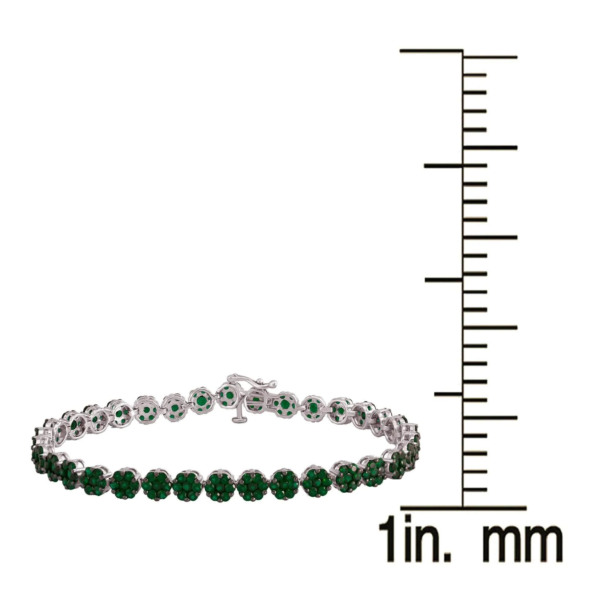 Sterling Silver 7.40 CT Emerald Flower Line Bracelet 7.25" sold by Zulily product image thumbnail 3