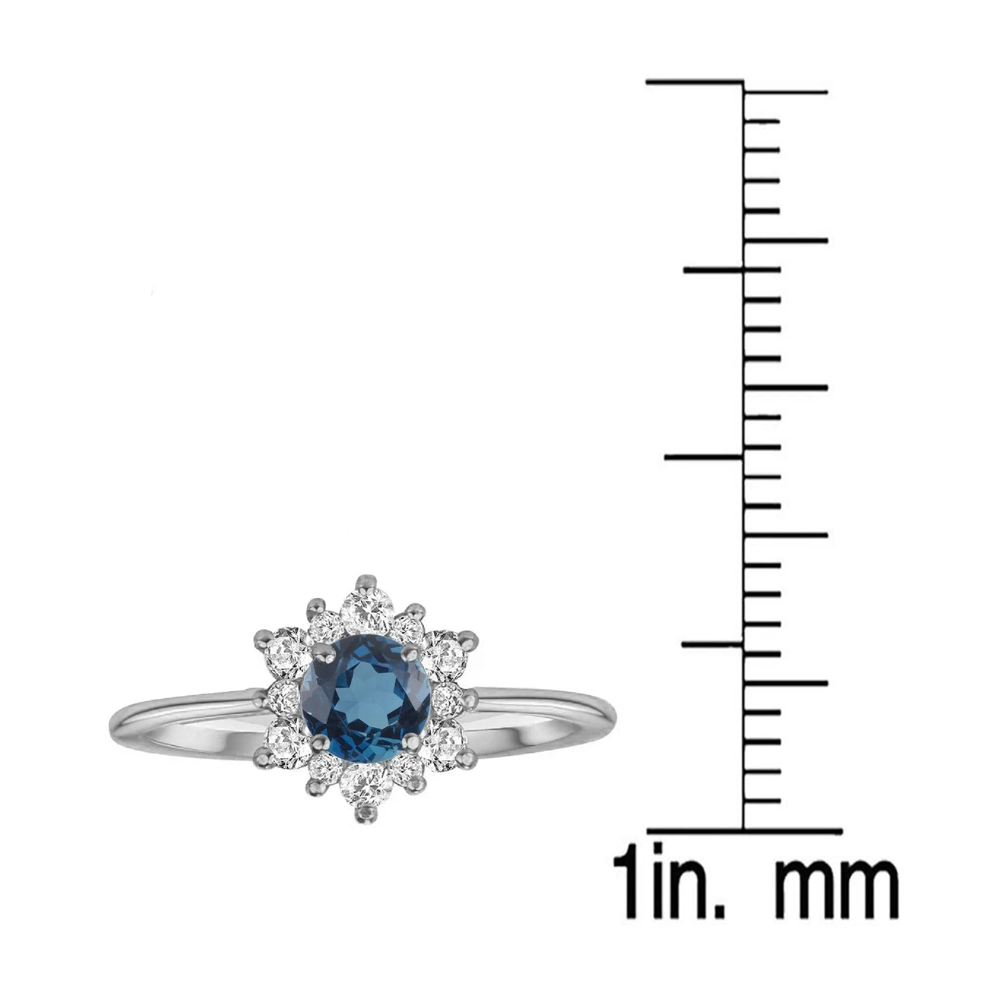 V3 Jewelry 925 Sterling Silver with Round Shape Natural London Blue Topaz and White Topaz Flower Ring for Women sold by Zulily product image thumbnail 3