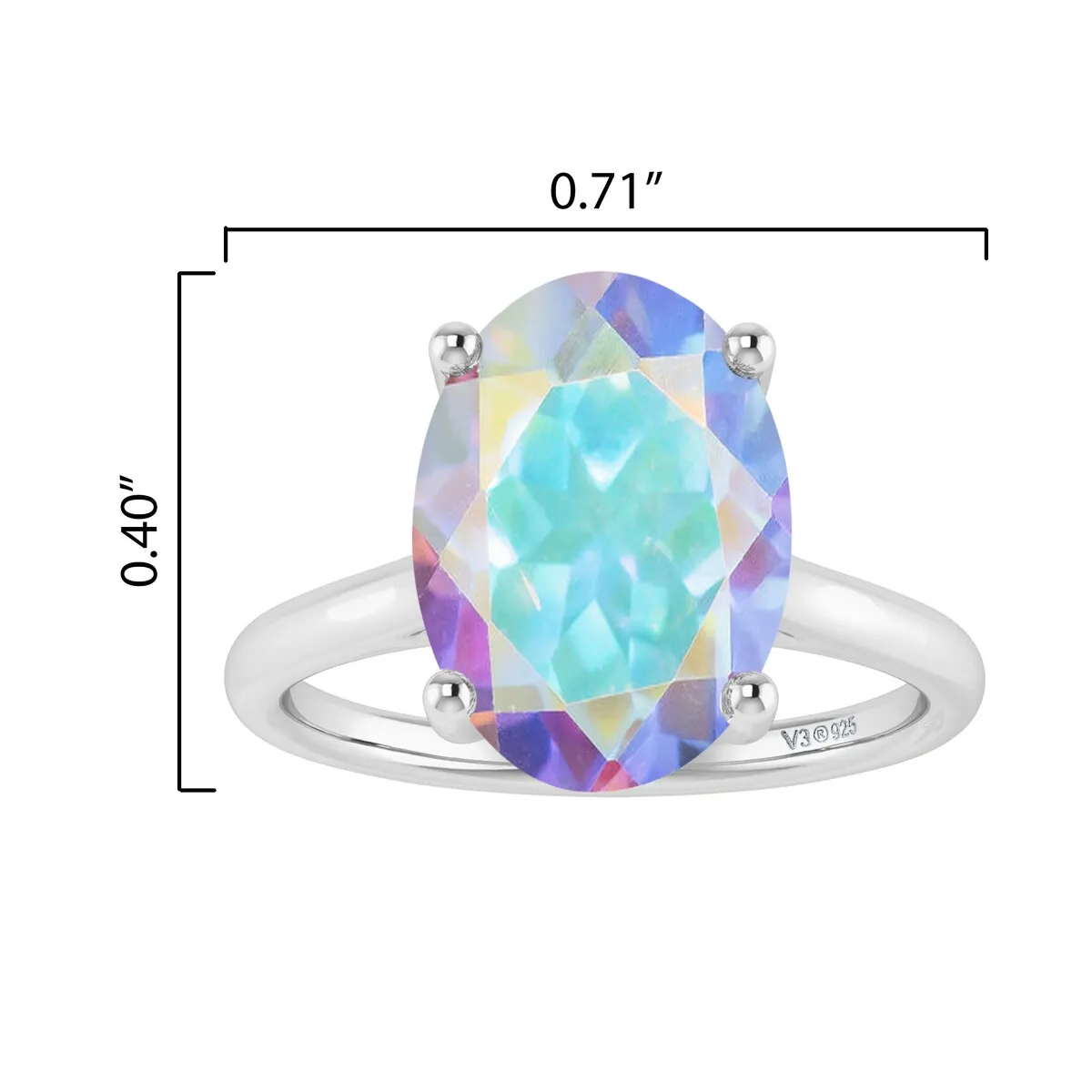 Sterling Silver with Oval Shape 3.35cttw Mercury Opal Topaz Solitaire Ring sold by Zulily product image thumbnail 4