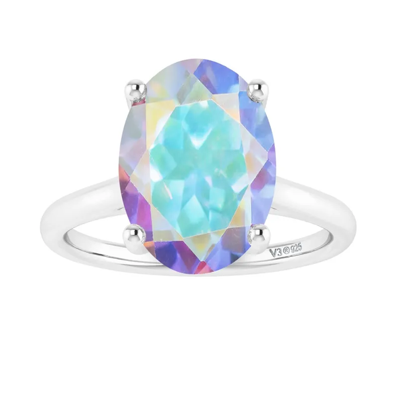 Sterling Silver with Oval Shape 3.35cttw Mercury Opal Topaz Solitaire Ring sold by Zulily