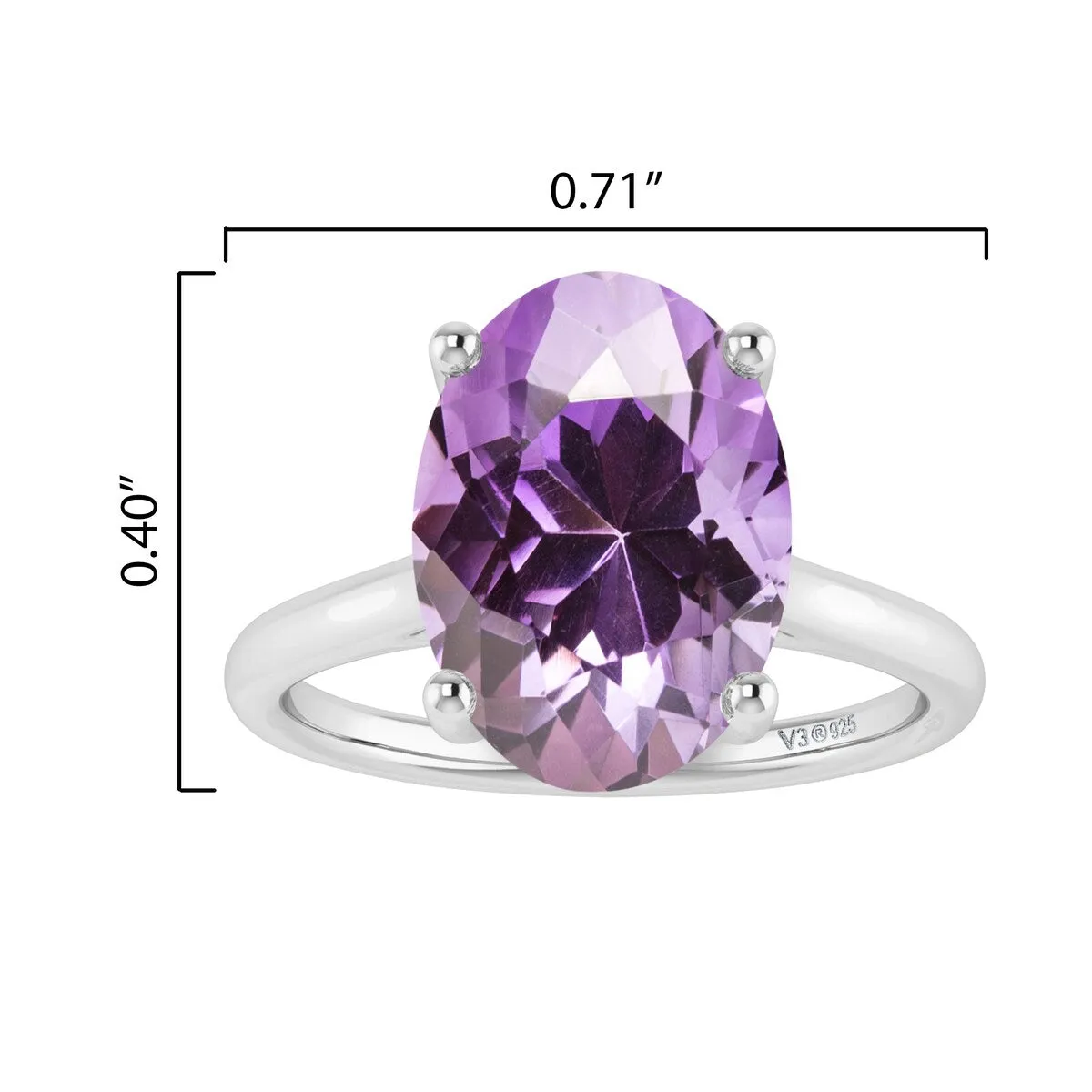 Sterling Silver with Oval Shape 2.20cttw Natural Amethyst Solitaire Ring sold by Zulily product image thumbnail 4