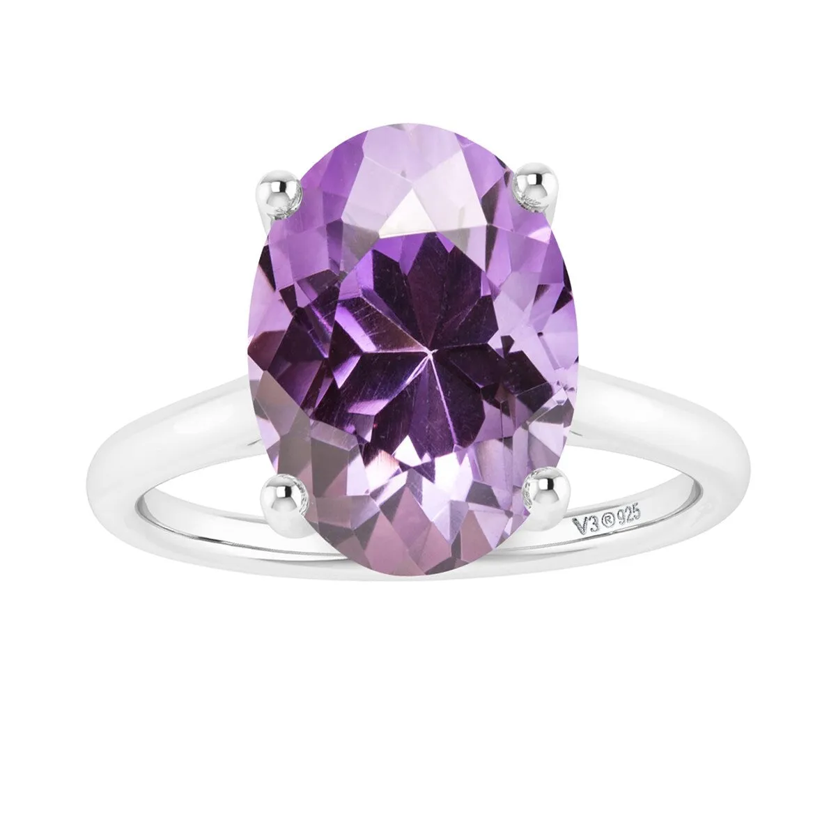 Sterling Silver with Oval Shape 2.20cttw Natural Amethyst Solitaire Ring sold by Zulily