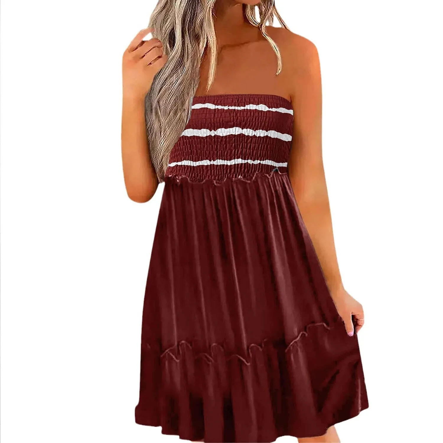 Red Stripe Bandeau Dress sold by Zulily