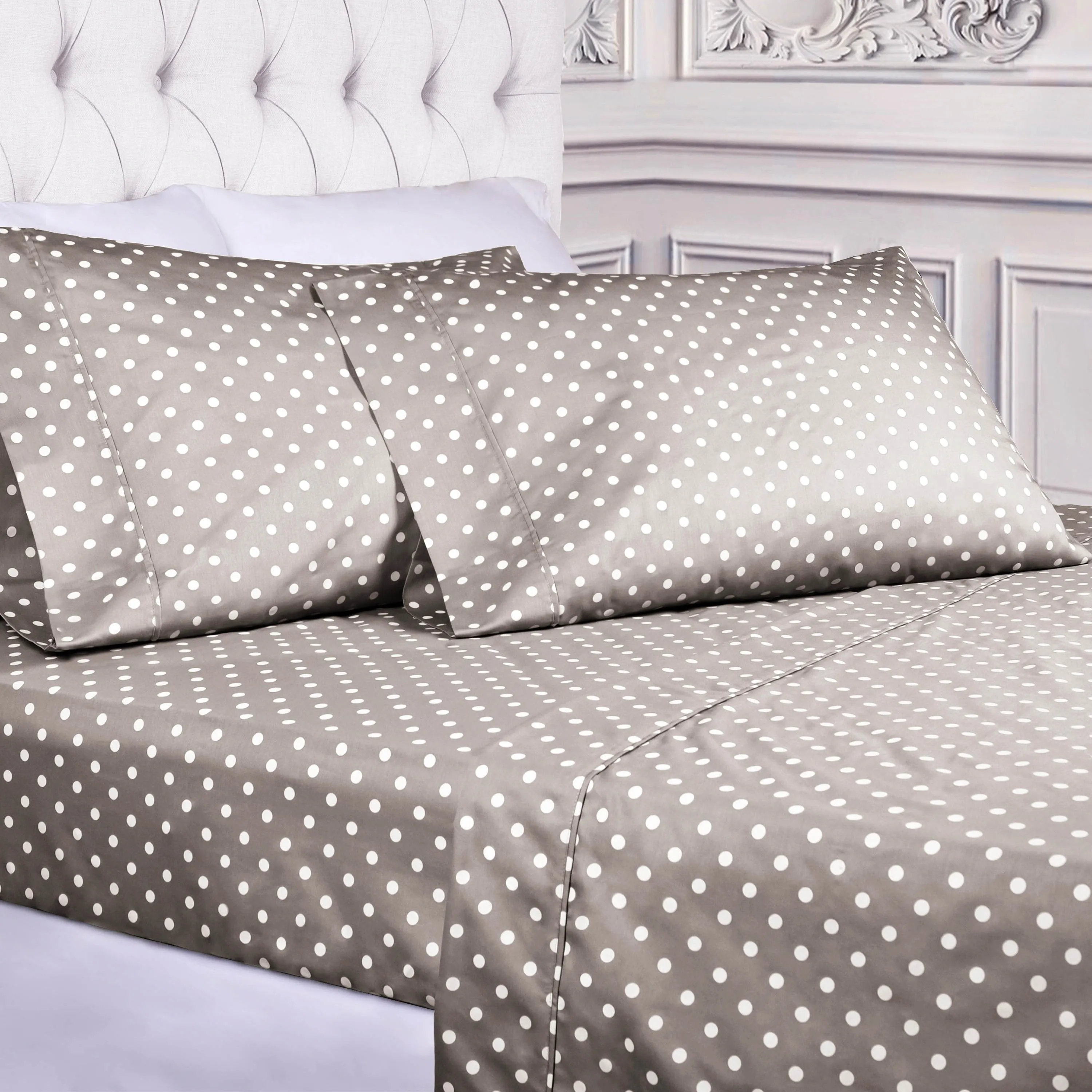 Superior Thread Count 600TC Cotton Blend Polka Dot Bed Sheet Set sold by Zulily product image thumbnail 2