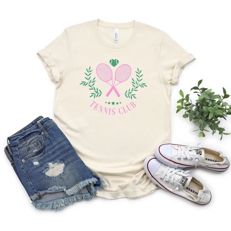 Tennis Club Grunge Short Sleeve Crewnneck Tee sold by Zulily