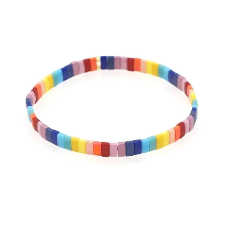 Rainbow Tila Beaded Stretch Bracelet made by Zulily