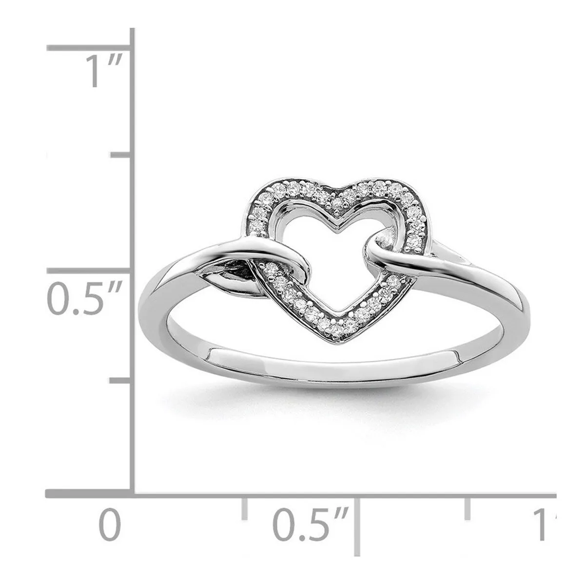 Curata 925 Sterling Silver Polished Diamond Heart Ring 2mm sold by Zulily product image thumbnail 4