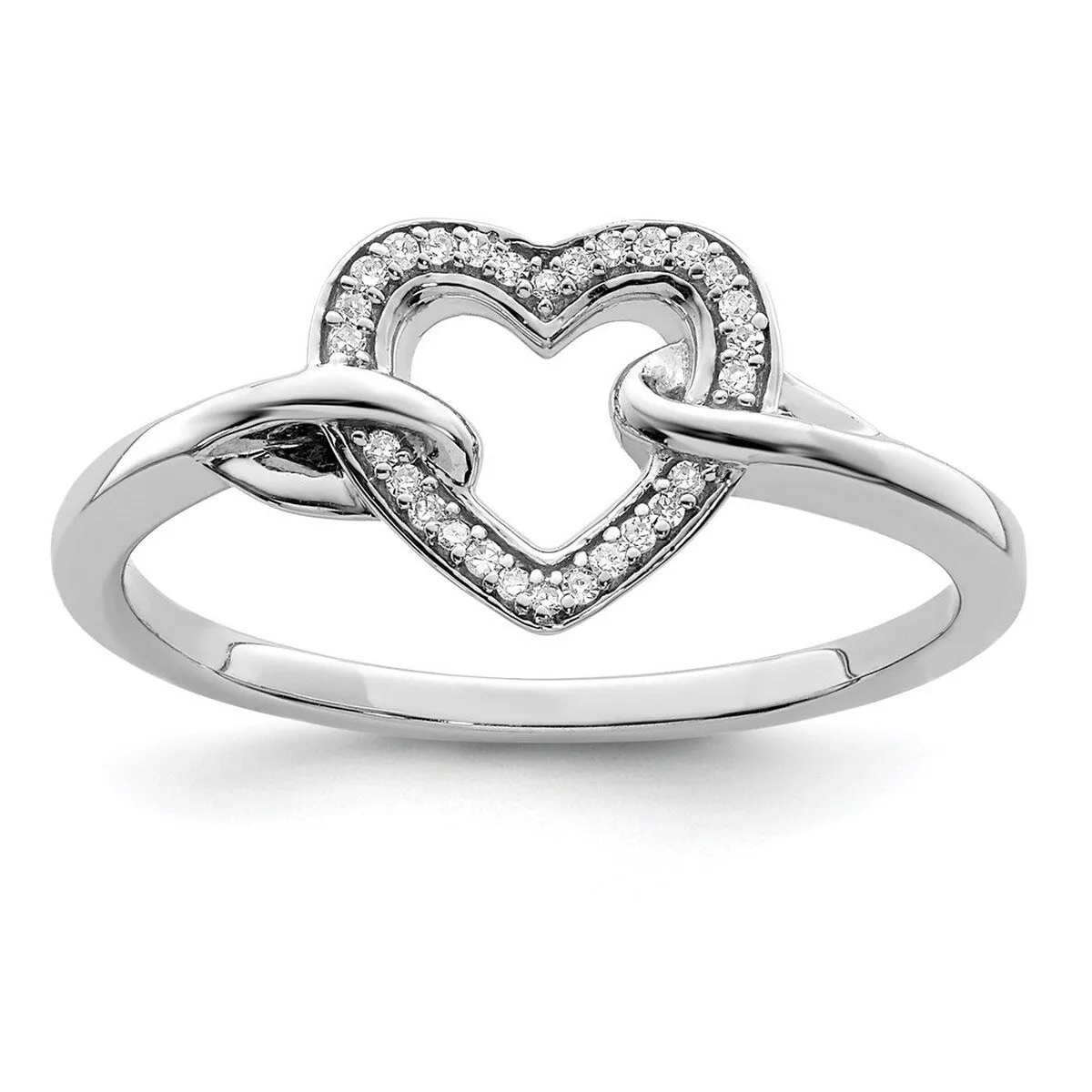 Curata 925 Sterling Silver Polished Diamond Heart Ring 2mm sold by Zulily