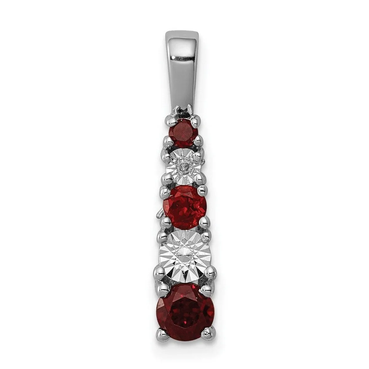Curata 925 Sterling Silver Prong set Garnet and Diamond Pendant Necklace 21x4mm sold by Zulily
