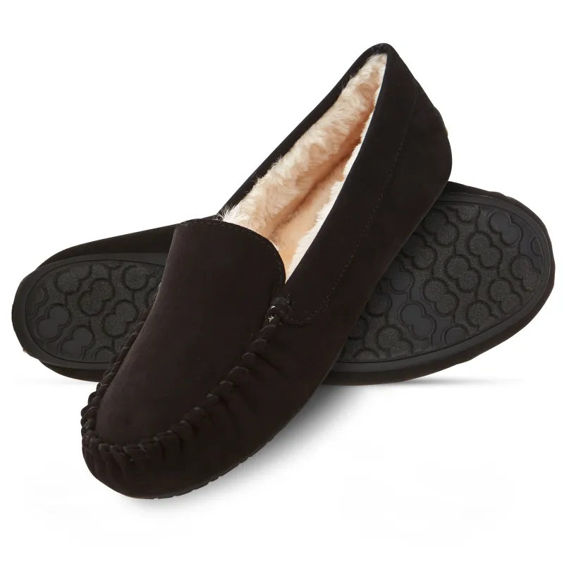 Floopi Women's Lily Moccassin Faux Suede Slippers sold by Zulily