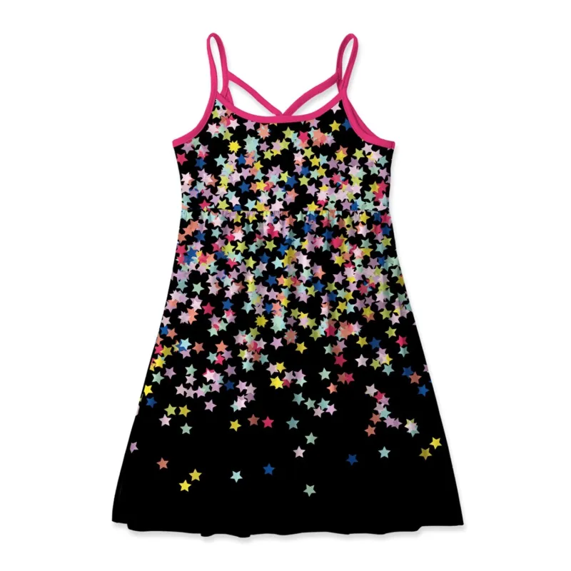 Black & Multi Color Star A-Line Dress sold by Zulily