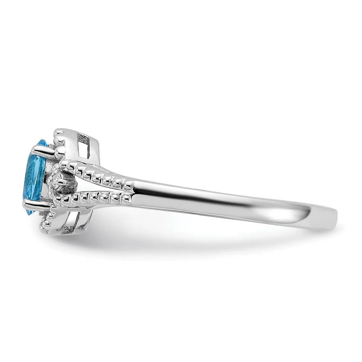 Curata 925 Sterling Silver Polished Light Swiss Blue Topaz and Diamond Ring sold by Zulily product image thumbnail 3