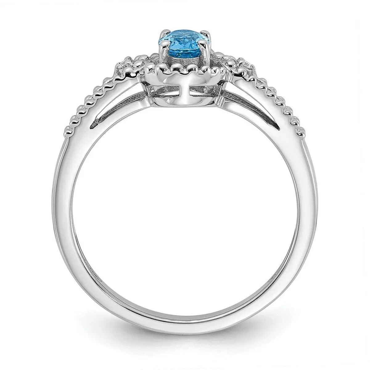 Curata 925 Sterling Silver Polished Light Swiss Blue Topaz and Diamond Ring sold by Zulily product image thumbnail 4