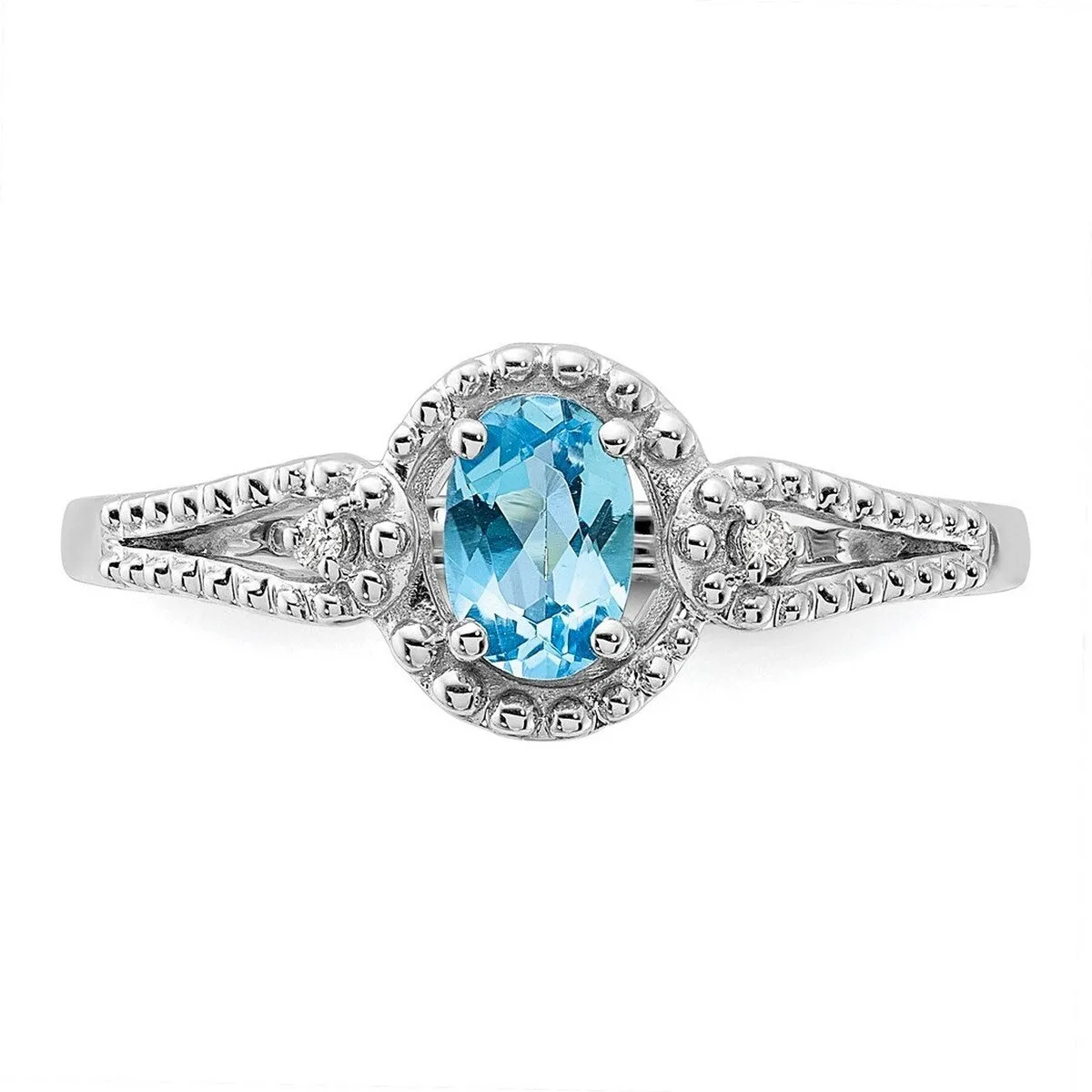Curata 925 Sterling Silver Polished Light Swiss Blue Topaz and Diamond Ring sold by Zulily product image thumbnail 5