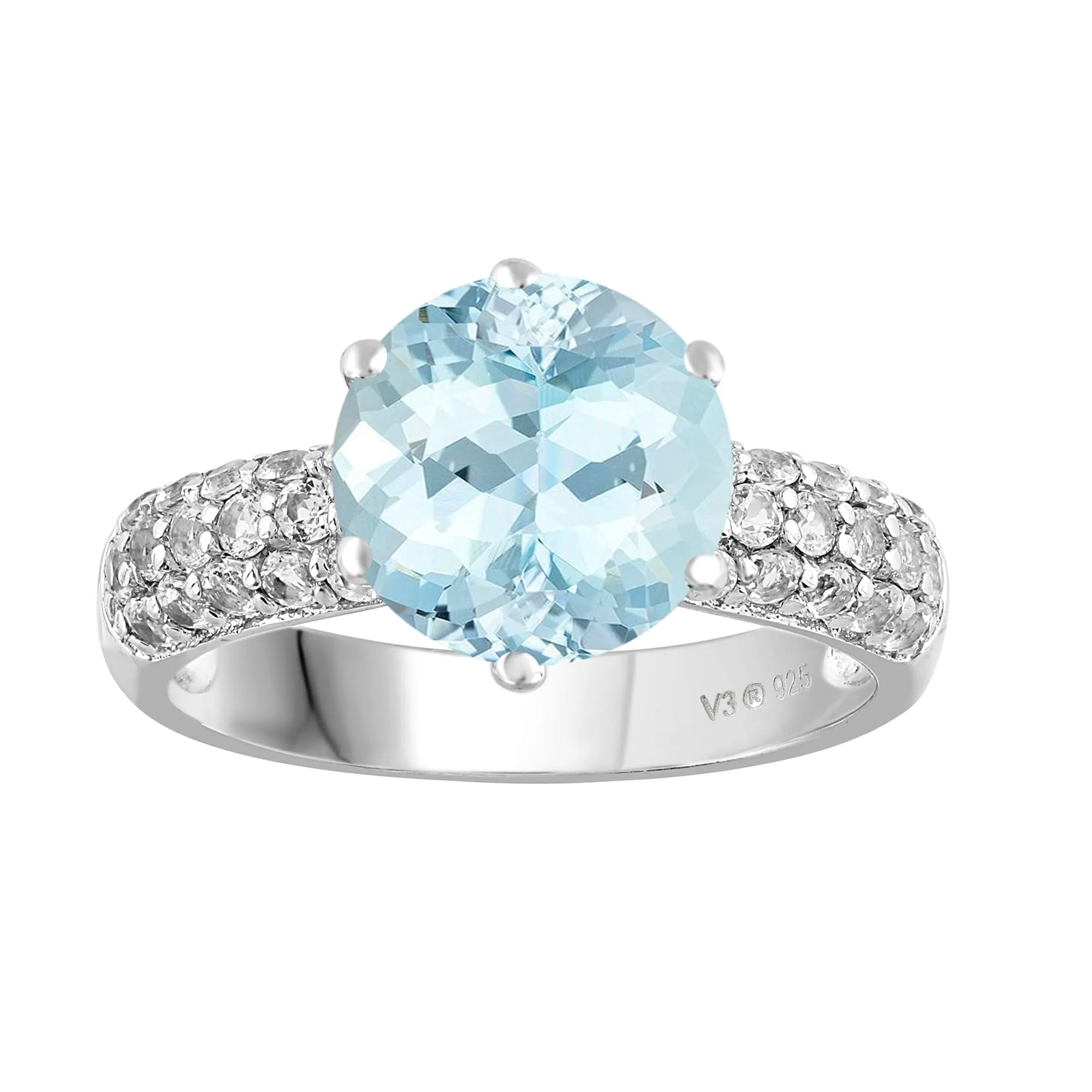 Sterling Silver with Natural Aquamarine and White Topaz Classic Ring sold by Zulily