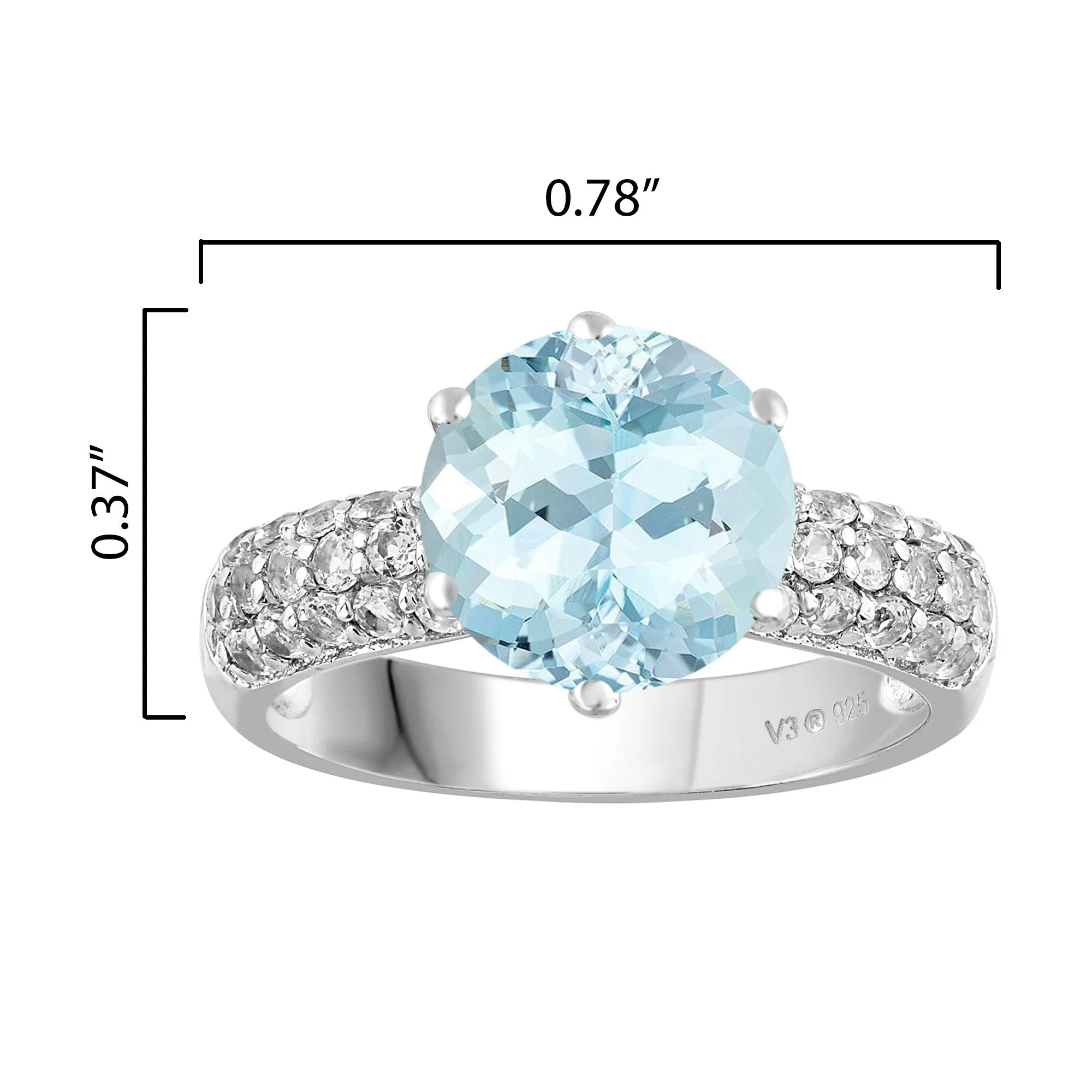Sterling Silver with Natural Aquamarine and White Topaz Classic Ring sold by Zulily product image thumbnail 3