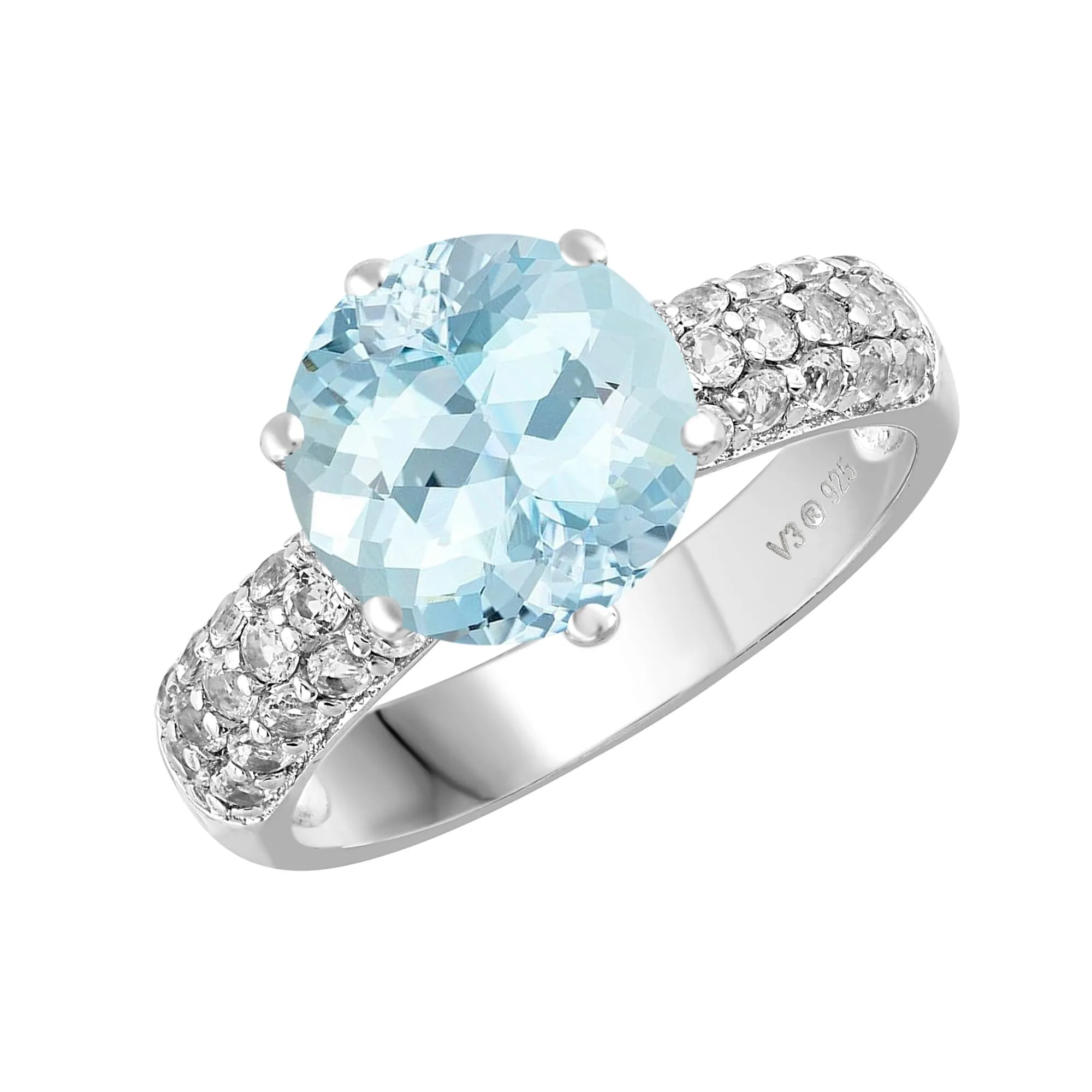 Sterling Silver with Natural Aquamarine and White Topaz Classic Ring sold by Zulily product image thumbnail 2