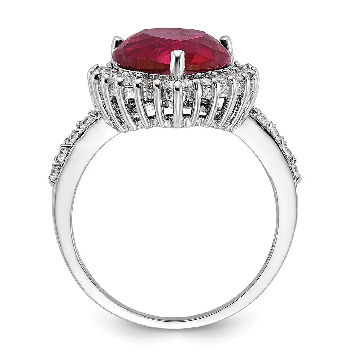 Curata 925 Sterling Silver Faceted 100 facet Simulated Ruby and Cubic Zirconia Heart Ring 14.75mm sold by Zulily product image thumbnail 4