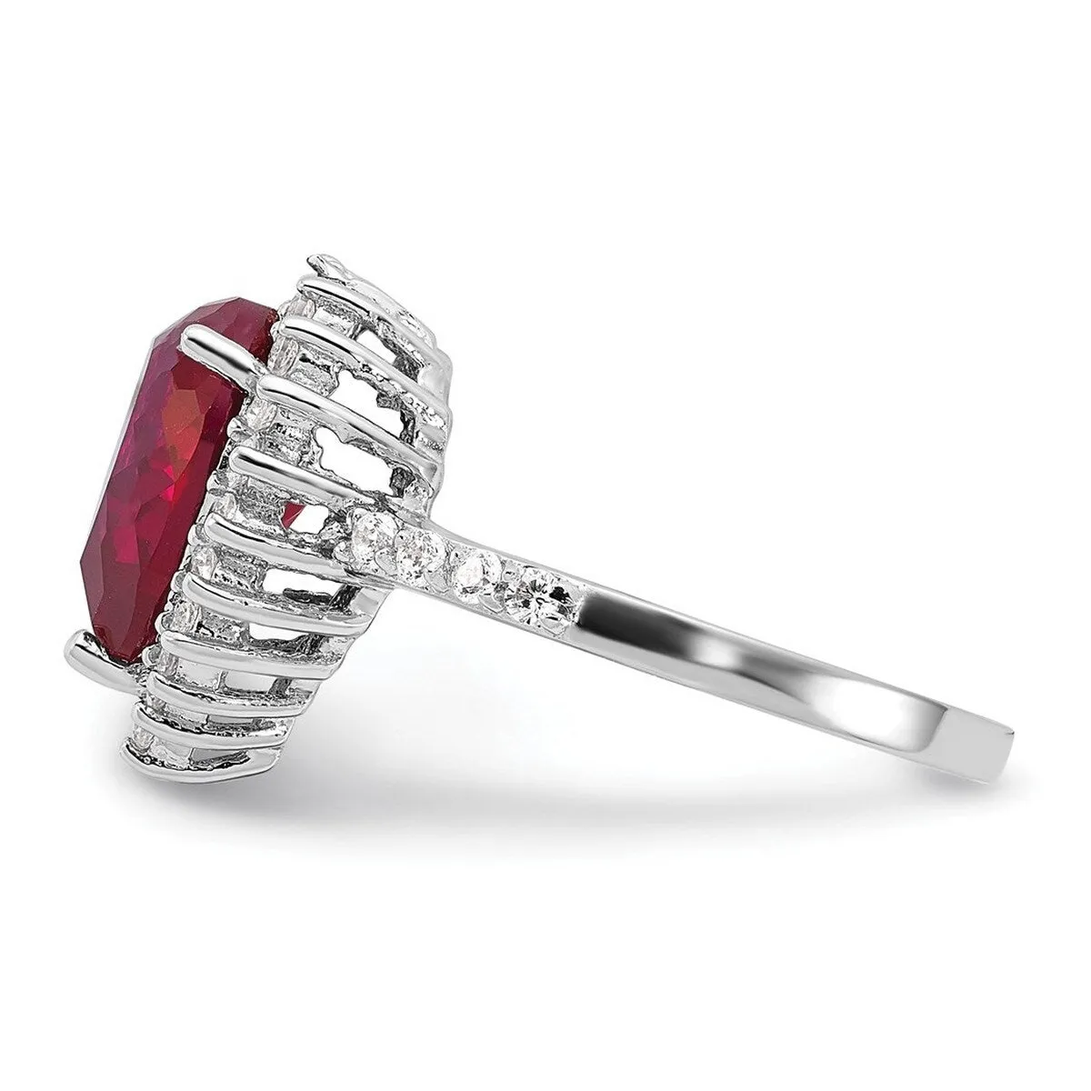 Curata 925 Sterling Silver Faceted 100 facet Simulated Ruby and Cubic Zirconia Heart Ring 14.75mm sold by Zulily product image thumbnail 3