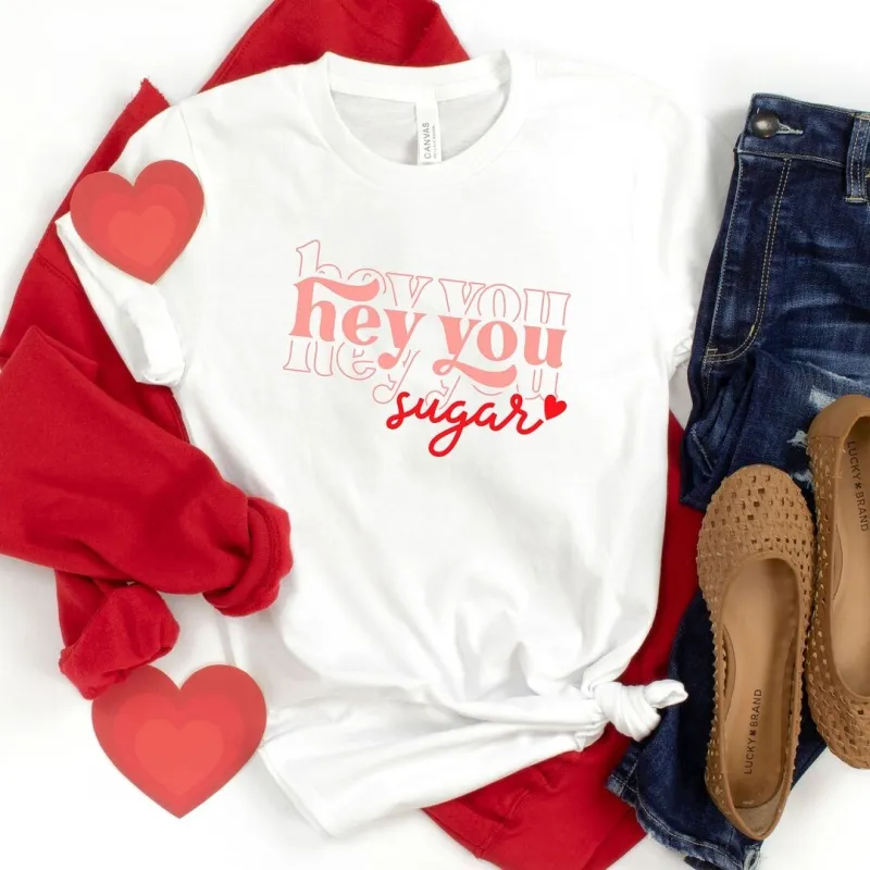 Hey You Sugar Stacked Short Sleeve Crewnneck Tee sold by Zulily