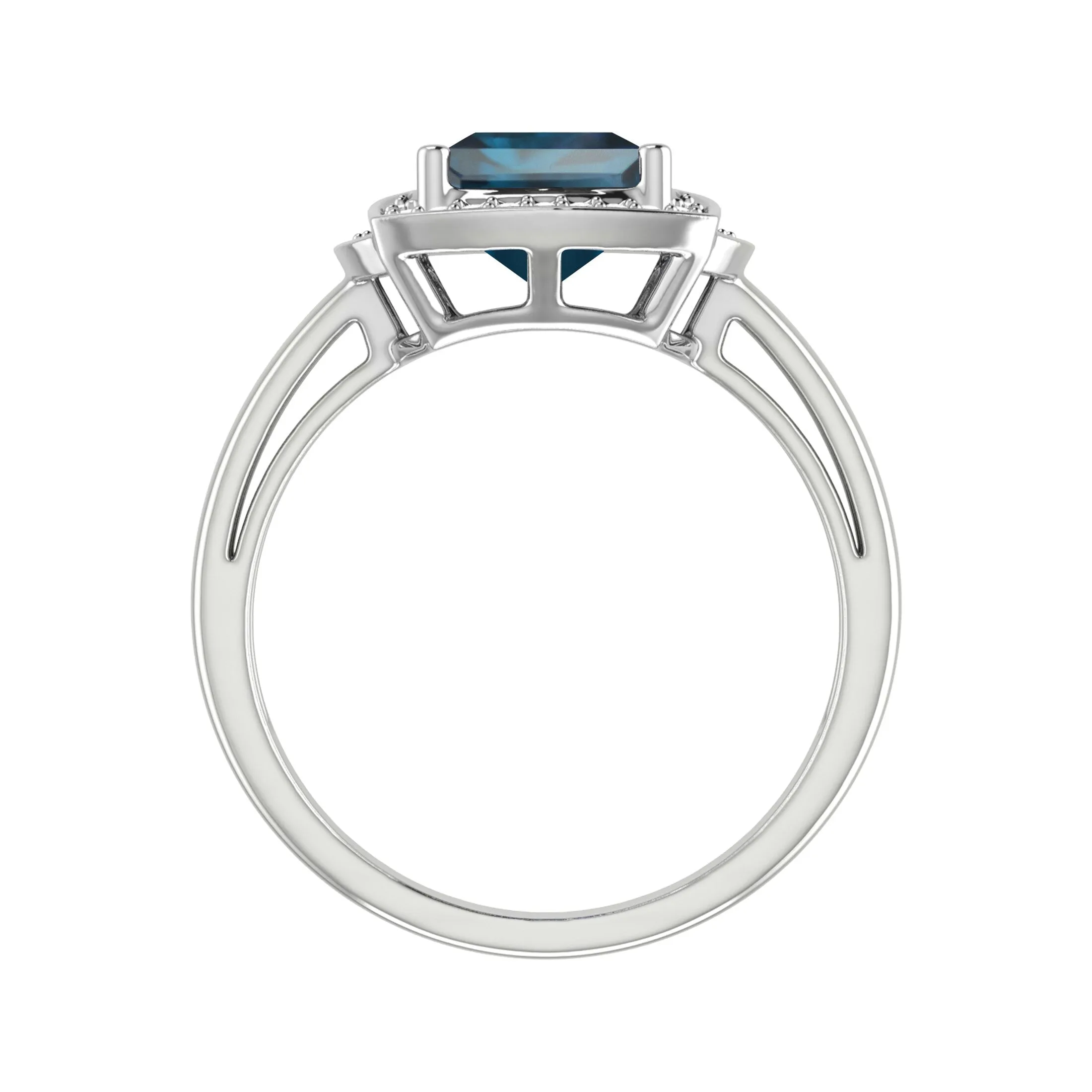 V3 Jewelry 925 Sterling Silver with Natural London Blue Topaz and White Topaz Halo Ring sold by Zulily product image thumbnail 3