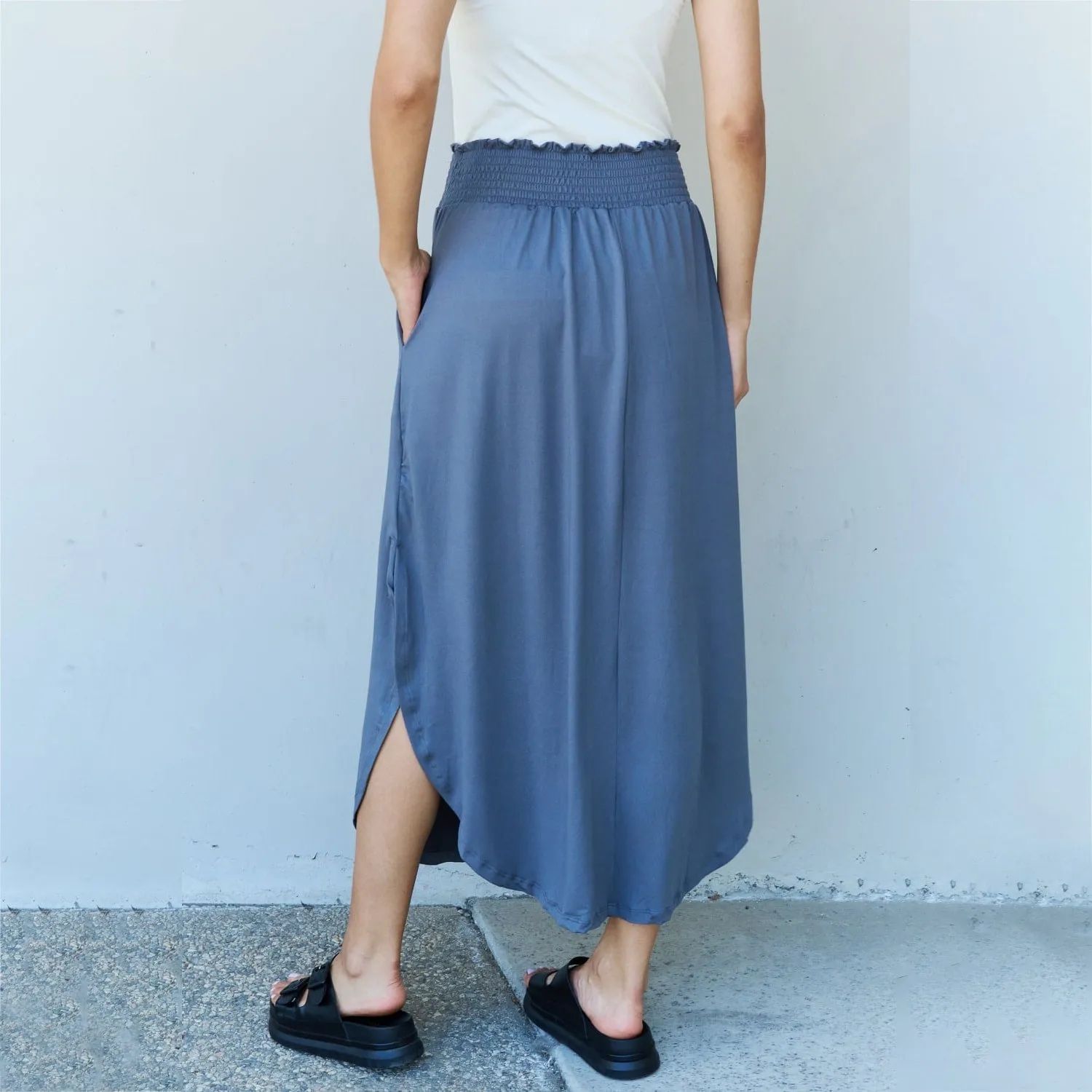 Dusty Blue High Waist Scoop Hem Maxi Skirt sold by Zulily product image thumbnail 2