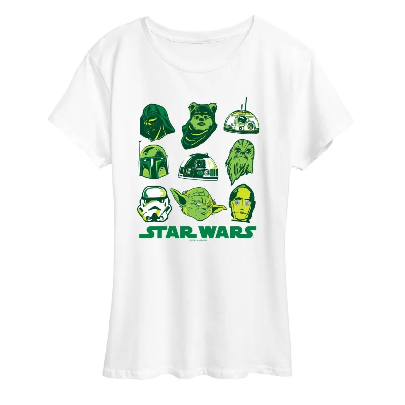 Women's Star Wars St Patrick's Day Characters Grid Short Sleeve Tee sold by Zulily