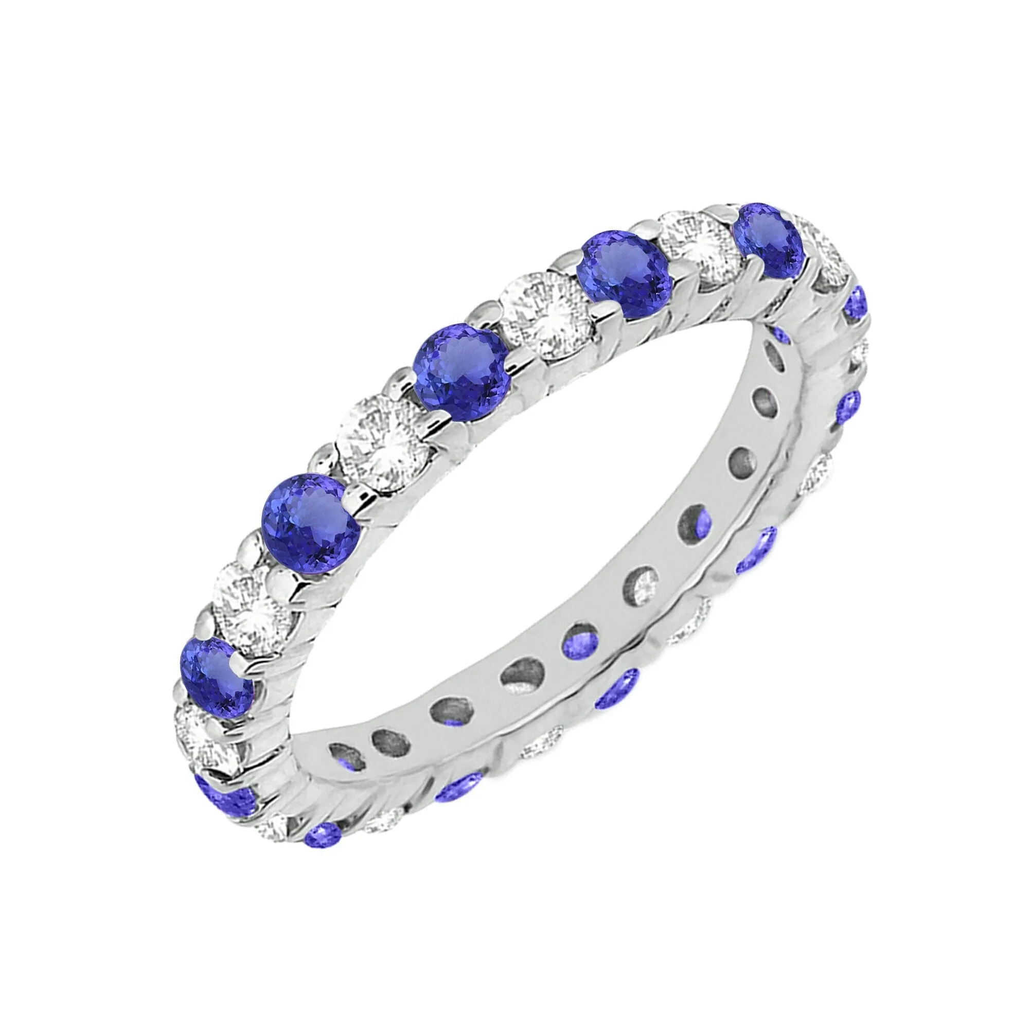 V3 Jewelry Sterling Silver with Natural Tanzanite and White Topaz Eternity Band Ring for Women sold by Zulily product image thumbnail 2