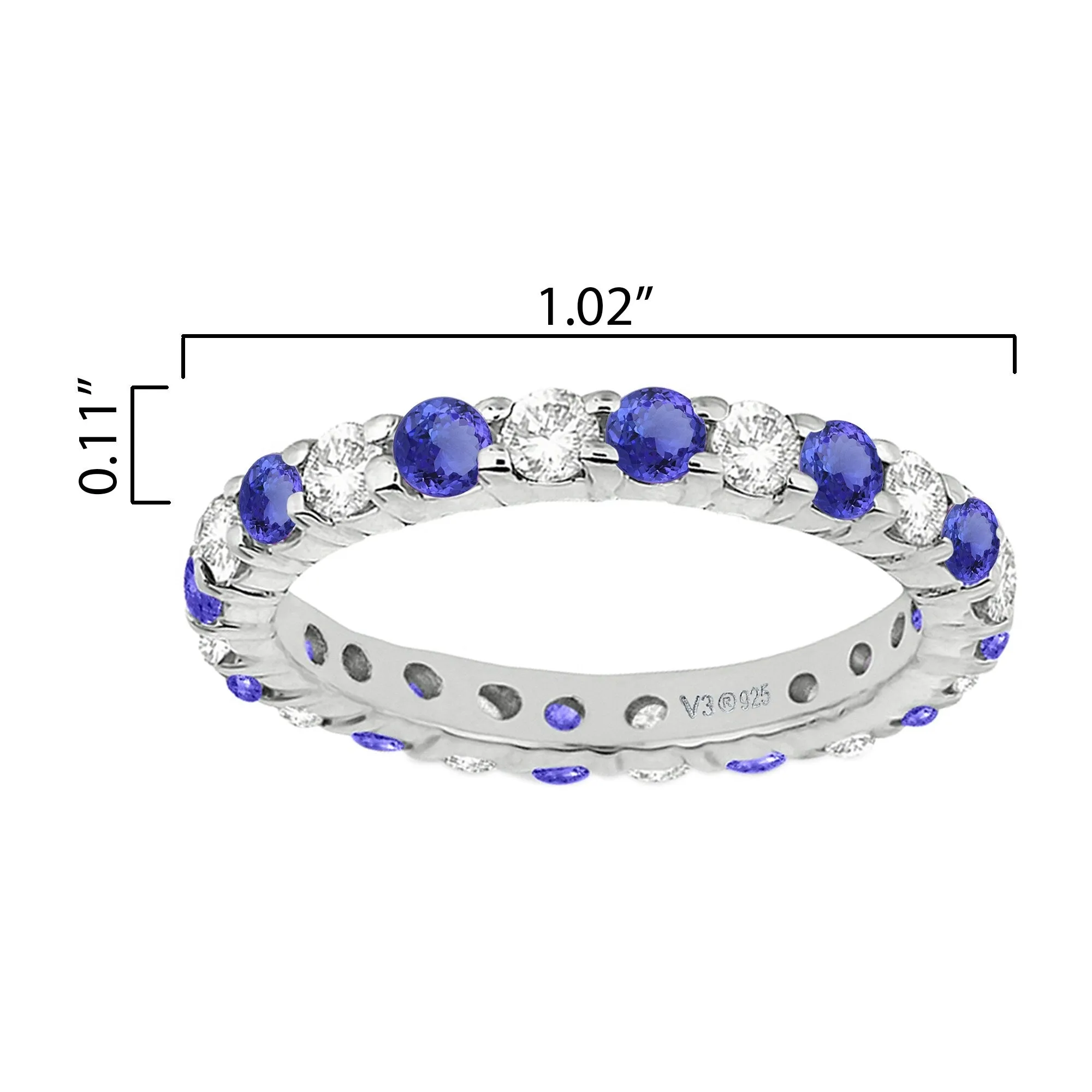 V3 Jewelry Sterling Silver with Natural Tanzanite and White Topaz Eternity Band Ring for Women sold by Zulily product image thumbnail 3