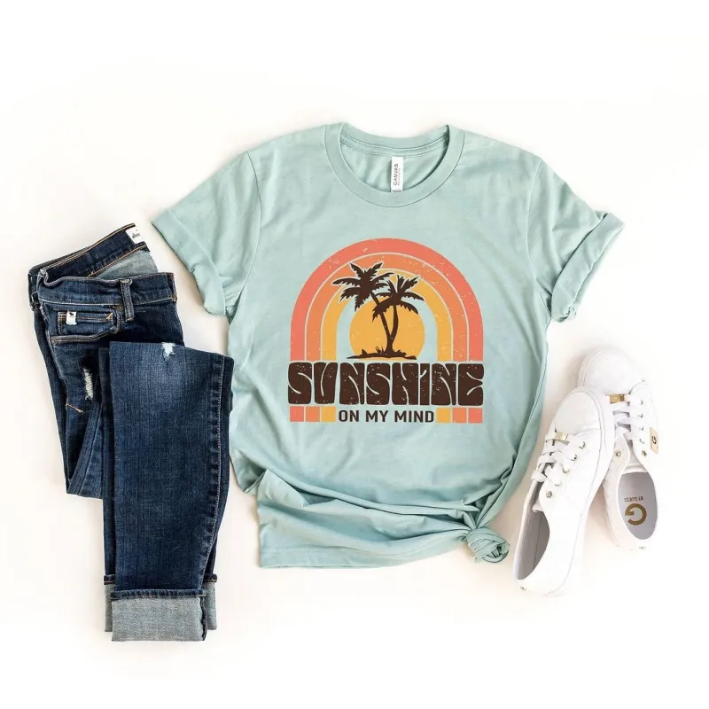 Sunshine On My Mind Rainbow Short Sleeve Crewnneck Tee sold by Zulily