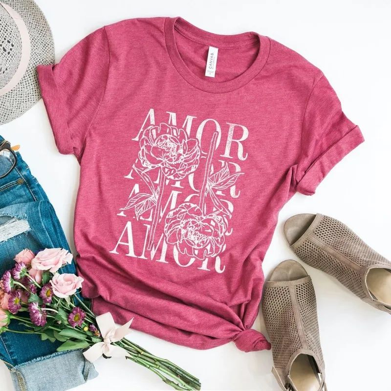 Amor Floral Grunge Short Sleeve Crewnneck Tee sold by Zulily