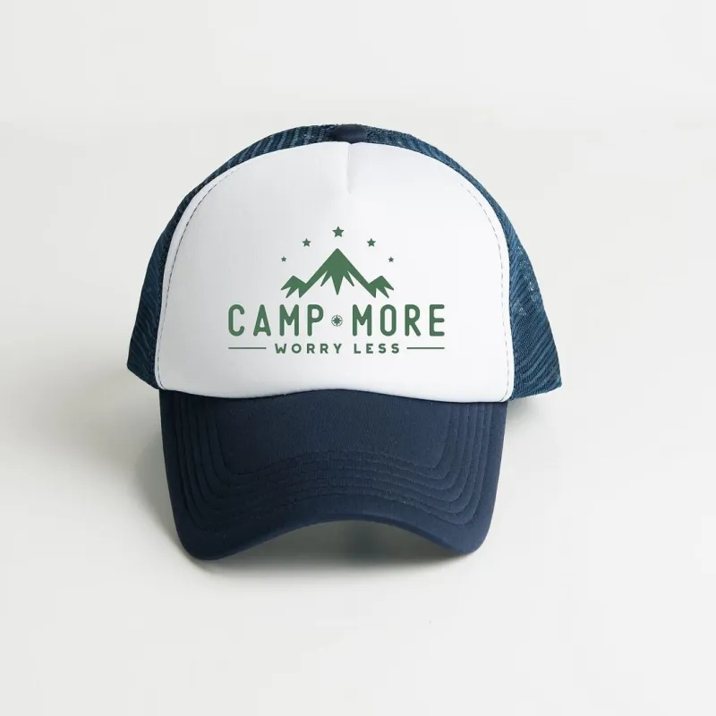 Camp More Worry Less Mountains Foam Trucker Hat sold by Zulily