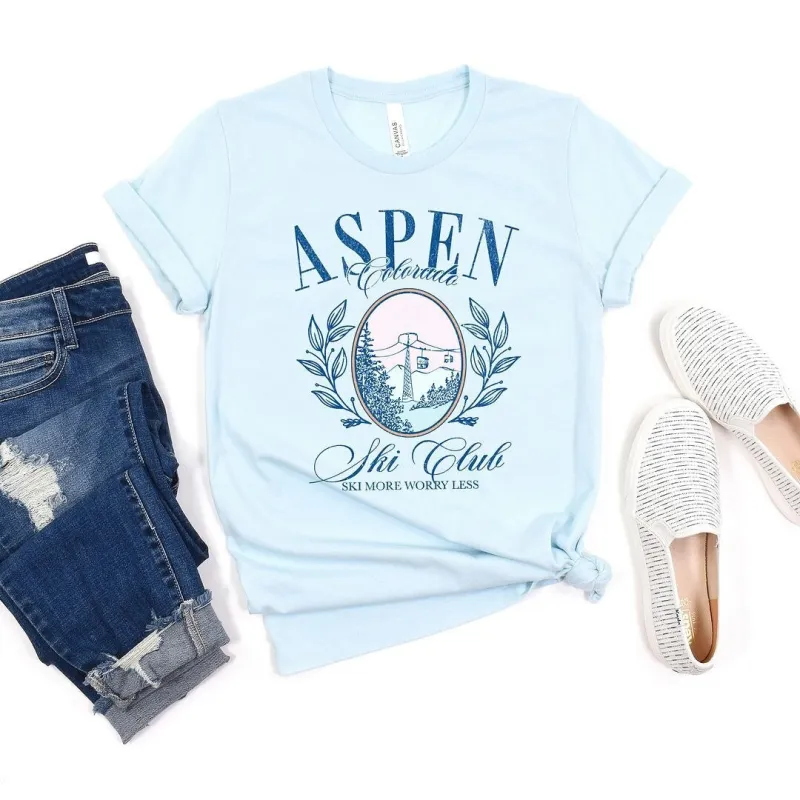 Aspen Ski Club Grunge Short Sleeve Crewnneck Tee sold by Zulily