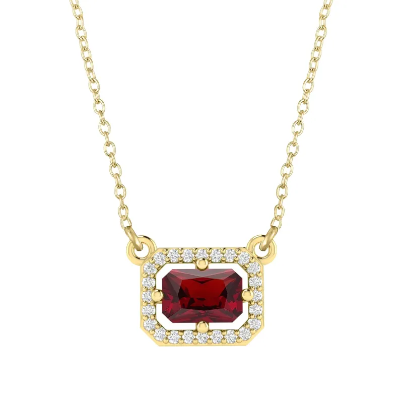 Gold Over Sterling Silver with Natural Garnet and White Topaz Floating Halo Pendant sold by Zulily